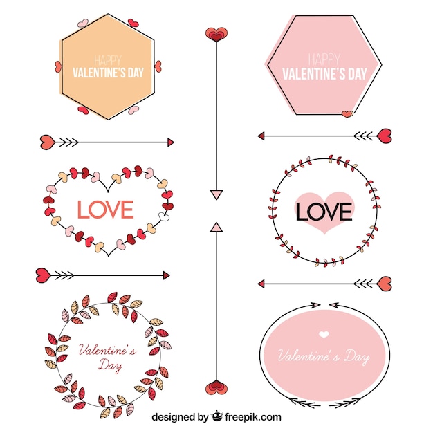 Free Vector valentines day floral and geometric decoration