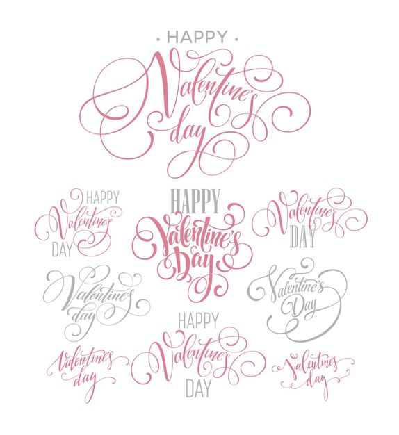 Valentines Day and Love lettering collection. Vector illustration EPS10