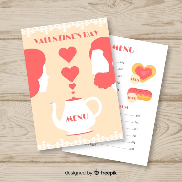 Valentines day menu template