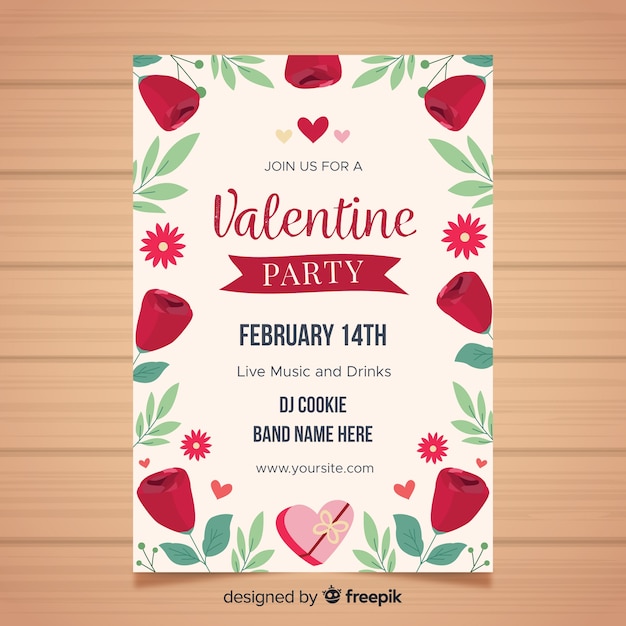 Valentines day party flyer template