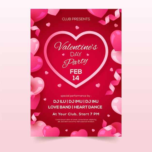 Free vector valentines day party flyer template