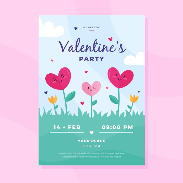 Valentines day party poster template