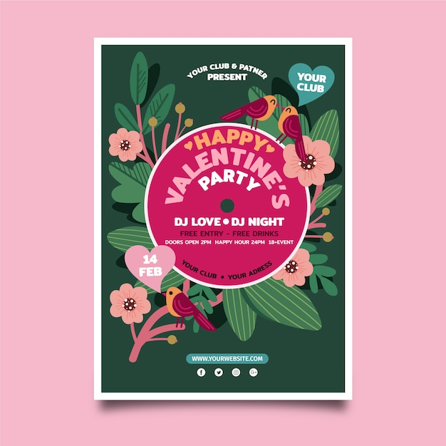 Valentines day party poster template