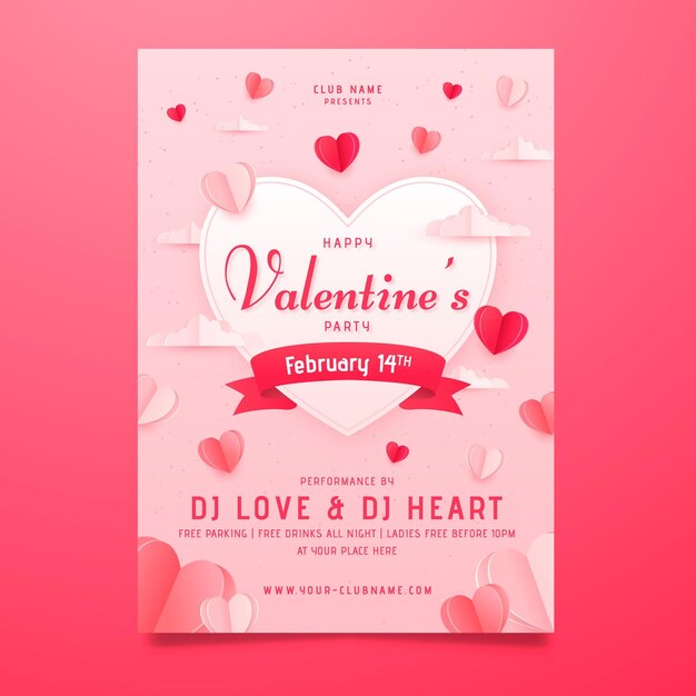 Valentines day party poster template