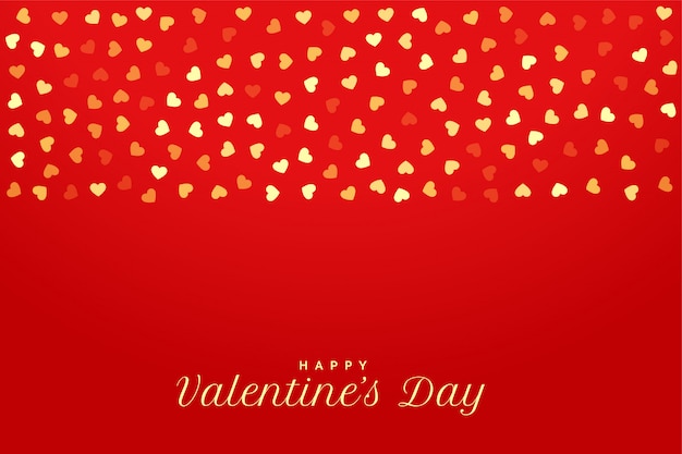 Free Vector valentines day red greeting card with golden hearts