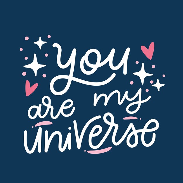 Valentines day romantic lettering on dark background