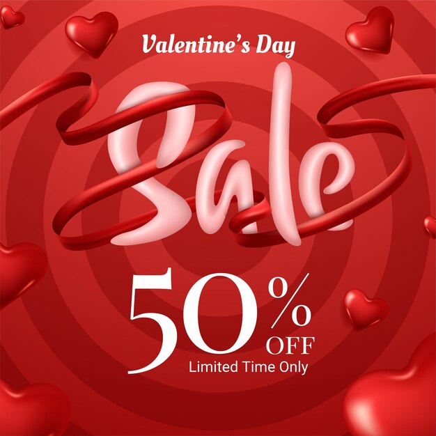 Valentines day sale background with balloons heart