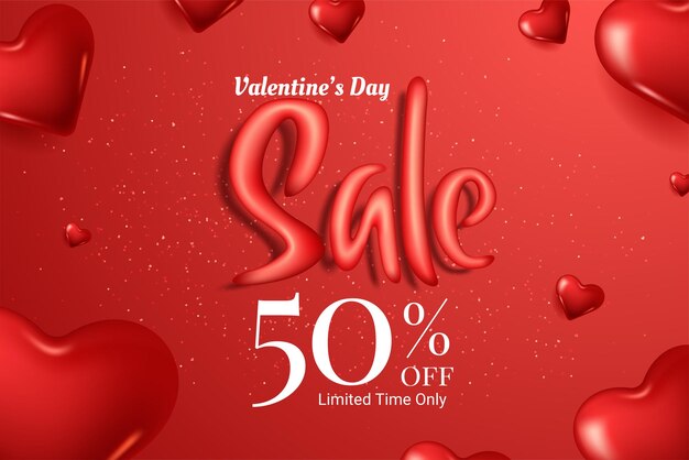 Valentines day sale background with Heart Shaped Balloons