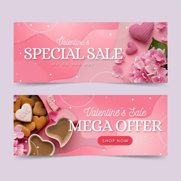 Valentines day sale banners template