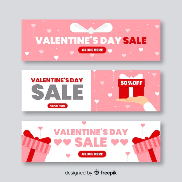 Valentines day sale banners