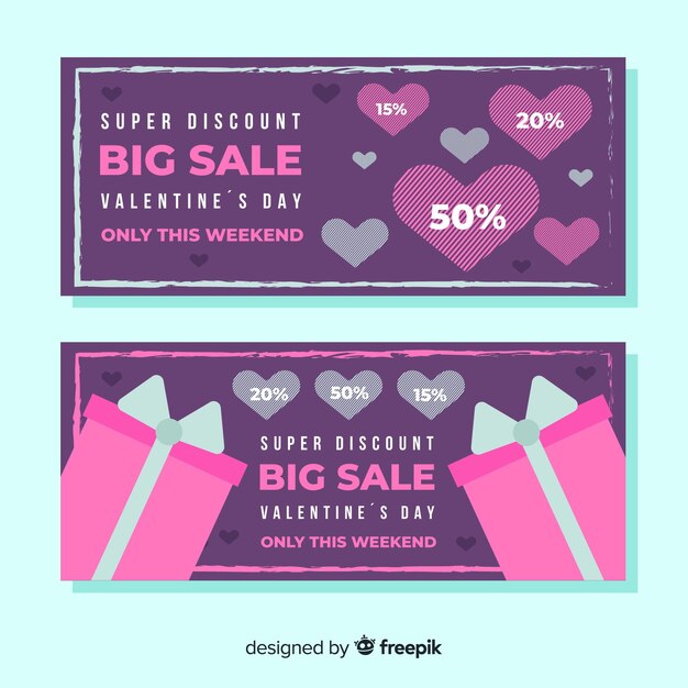 Valentines day sale banners