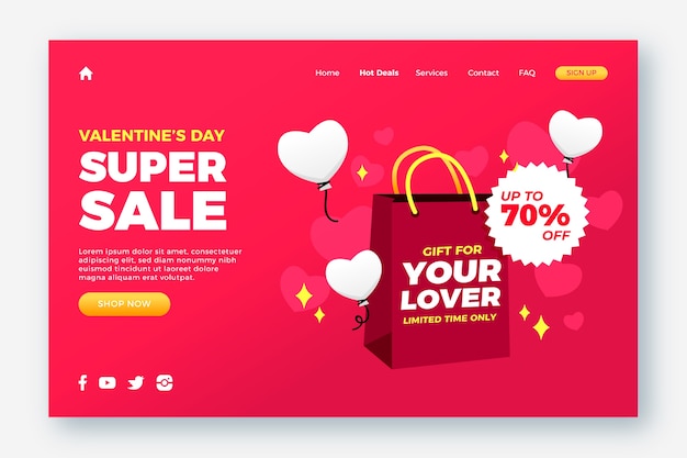 Valentines day sale landing page