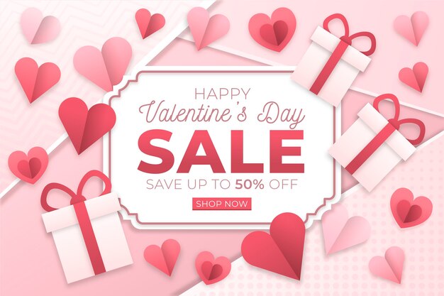 Valentines day sale in paper style