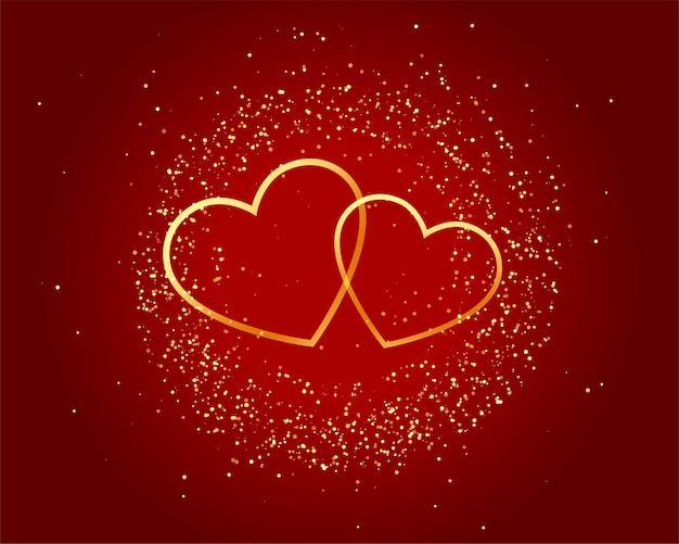 Free Vector valentines day sparkling love golden hearts on red background