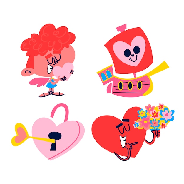 Free vector valentines day stickers collection