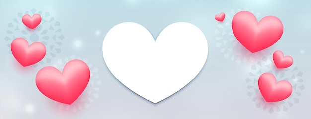 Valentines day wide banner with realistic hearts