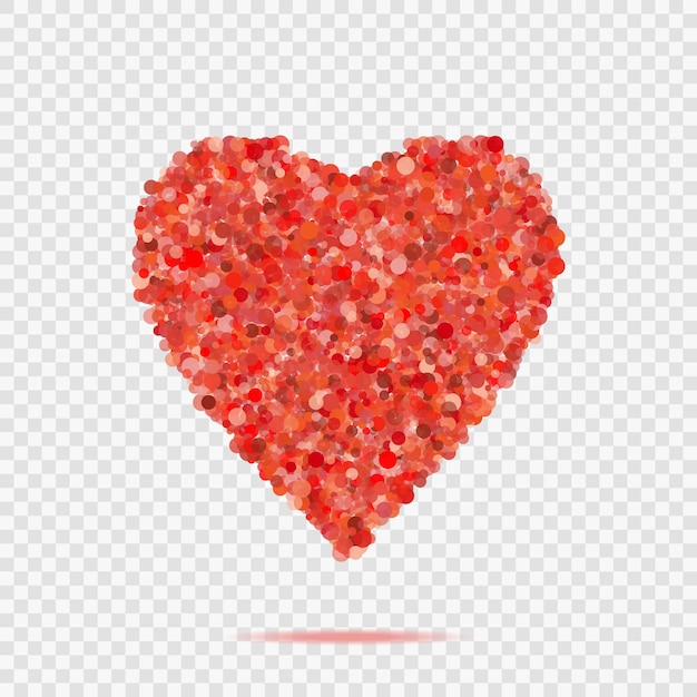 Valentines red heart shape with many dots Vector illustration love symbol