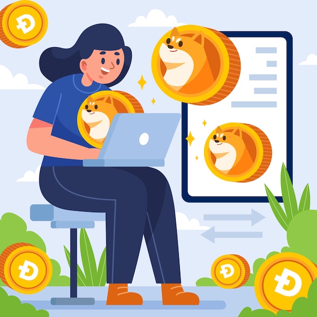 Valuable cryptocurrency dogecoin illustration