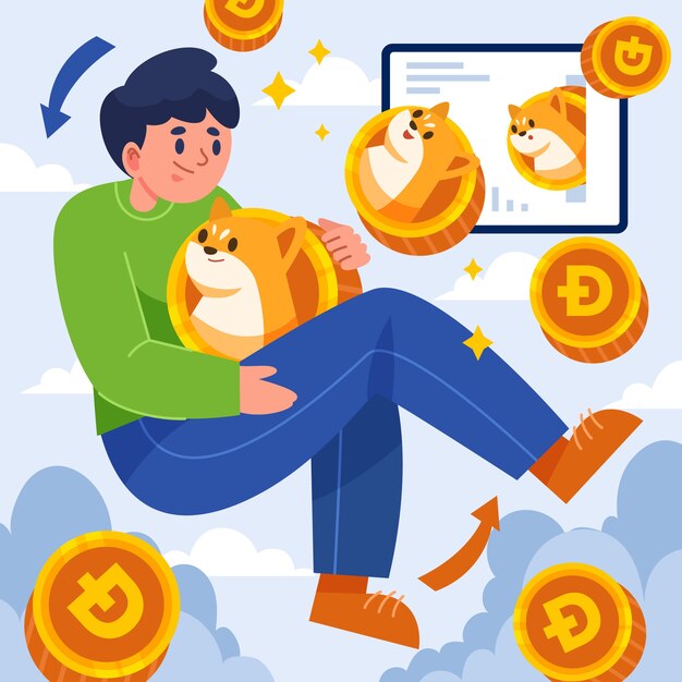 Valuable cryptocurrency dogecoin illustration