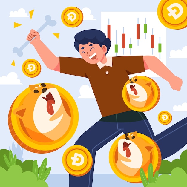 Valuable cryptocurrency dogecoin illustration