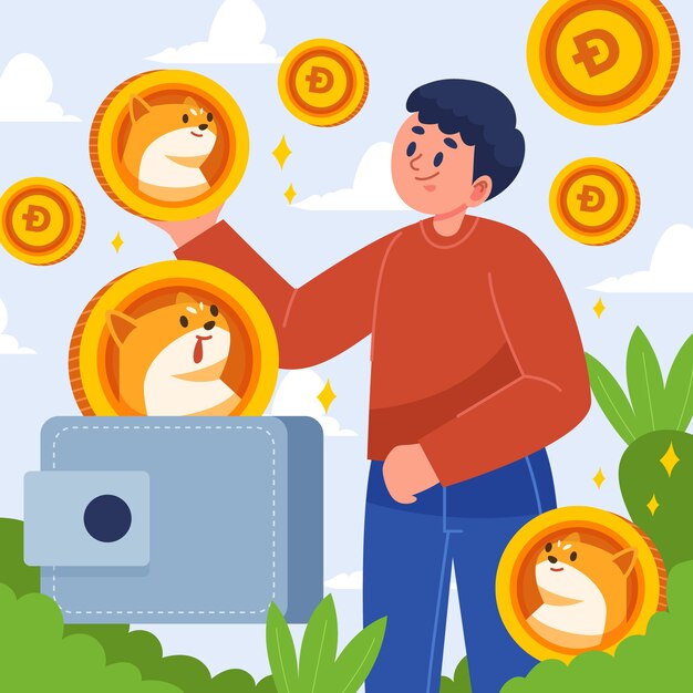 Valuable cryptocurrency dogecoin illustration