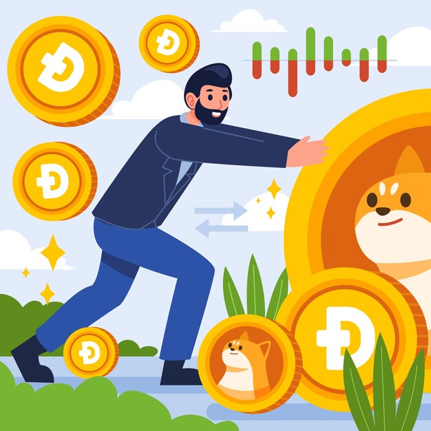 Valuable cryptocurrency dogecoin illustration