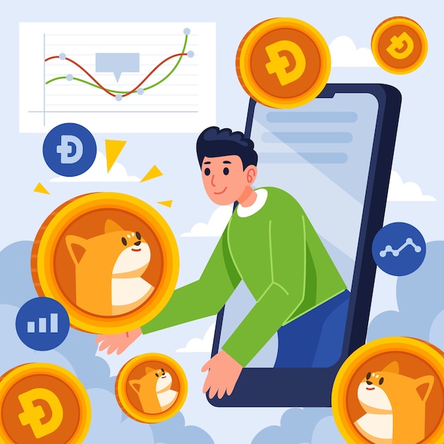 Valuable cryptocurrency dogecoin illustration