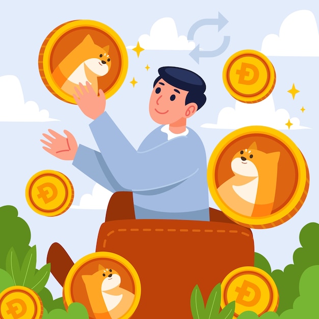 Valuable cryptocurrency dogecoin illustration