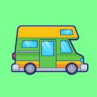 Free vector van car cartoon vector icon illustration transportation vehicle icon isolated flat vector