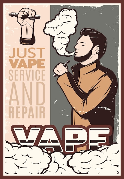 Free Vector vaping vintage illustration