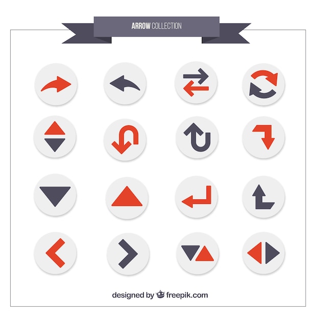 Variety of arrows in grey and red colors