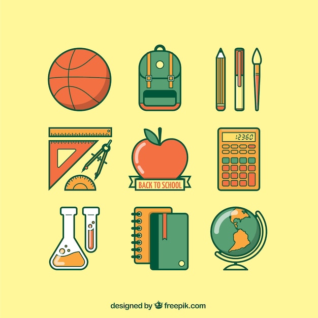 Variety of back to school icons