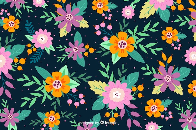 Variety of beautiful flowers background