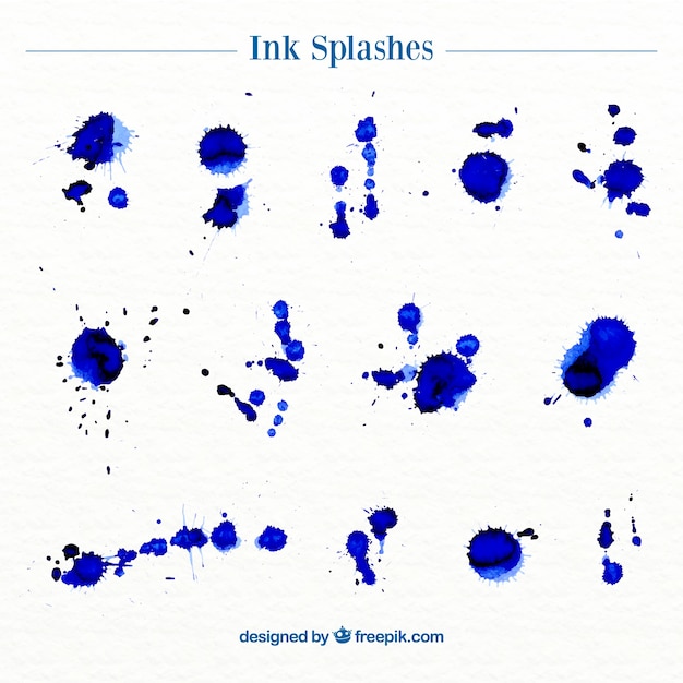 Variety of blue ink stains