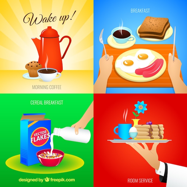 Free vector variety of breakfast icons