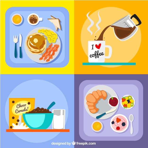 Free Vector variety of breakfast recipes