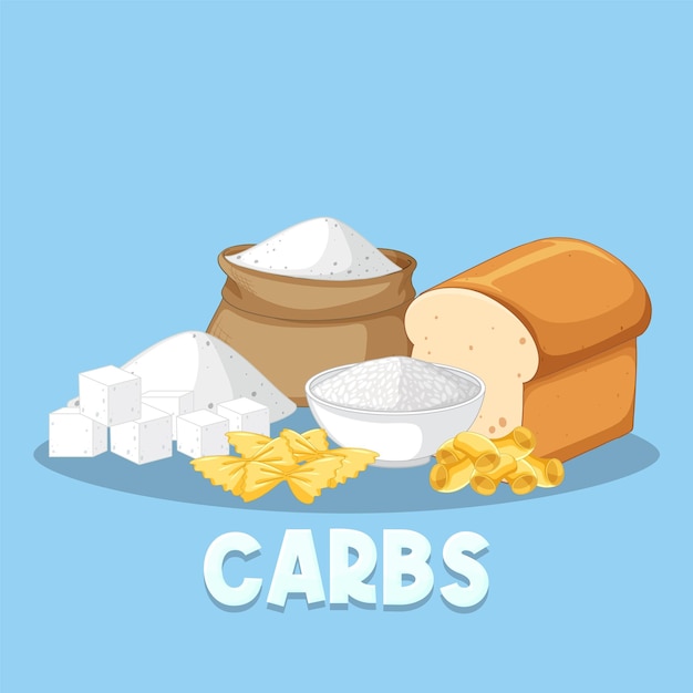 Variety of carbohydrates foods