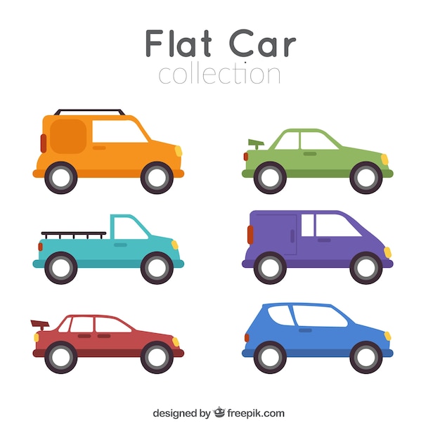 Free Vector variety of cars and vans in flat design