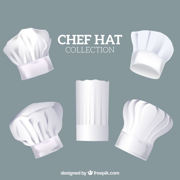 Variety of chef hats in realistic design