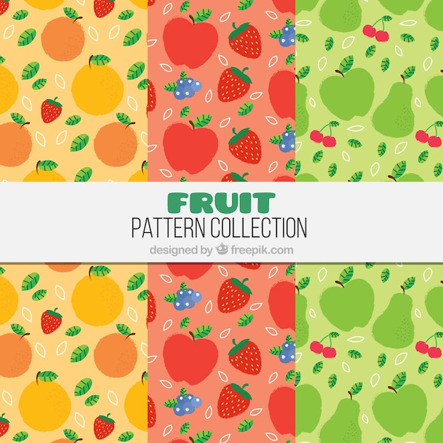 Variety of colored patterns with different fruits