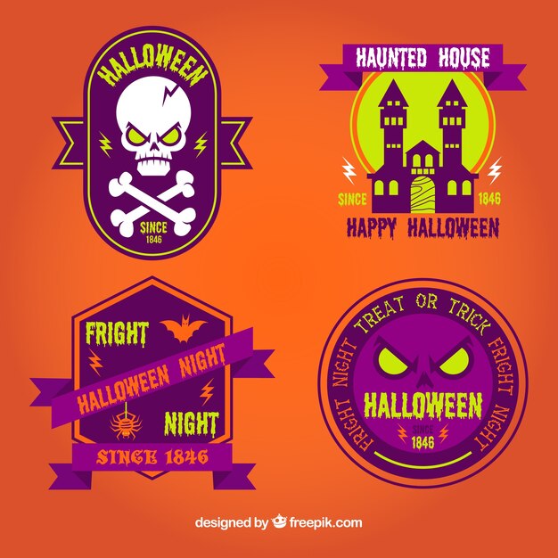 Variety of colorful halloween badges