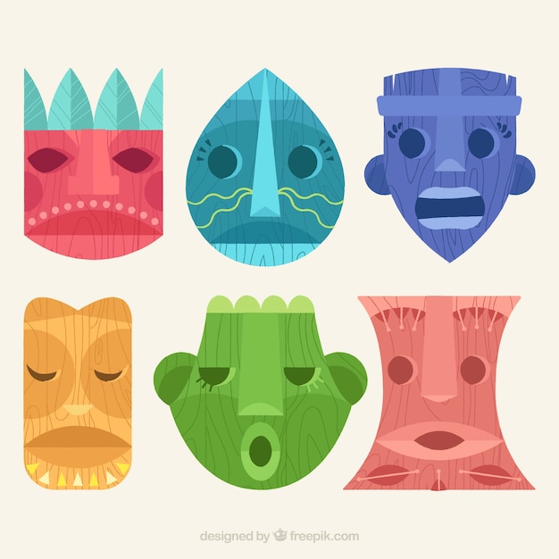 Free Vector variety of colorful tribal masks