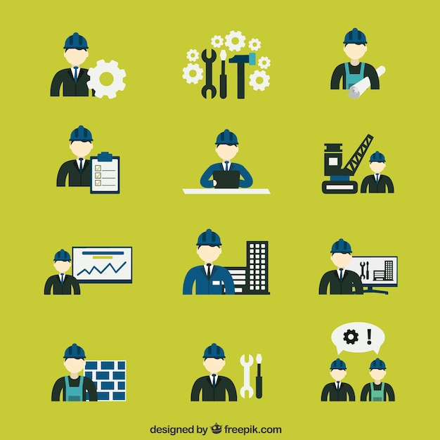 Free Vector variety of construction engineer icons