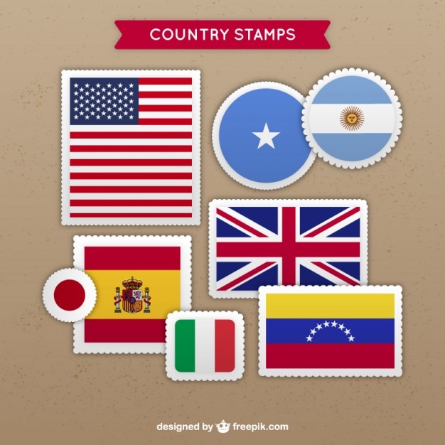 Free Vector variety of country stamps