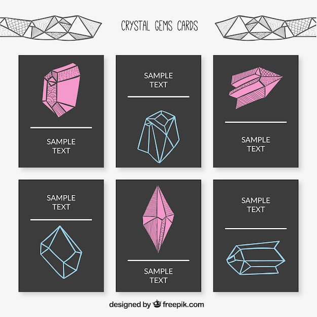 Free Vector variety of crystal gems cards