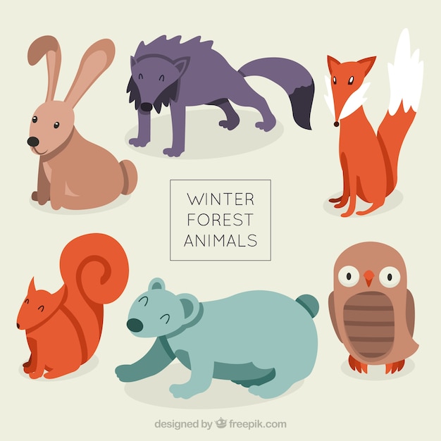 Free vector variety of cute forest animals