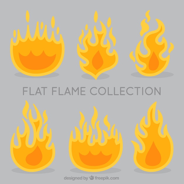 Free vector variety of decorative flames in flat design