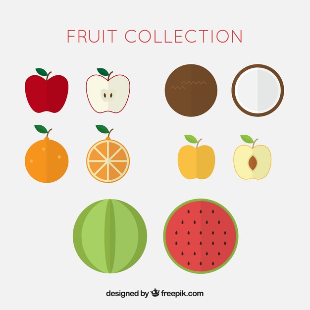 Variety of delicious fruits in flat design