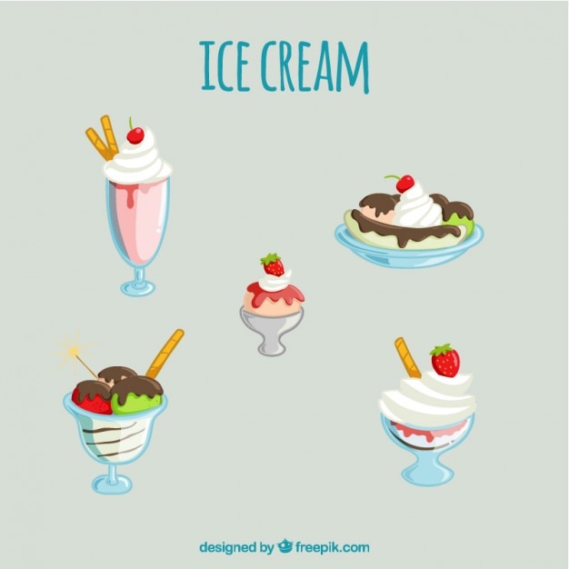 Free Vector variety of delicious ice-cream desserts set