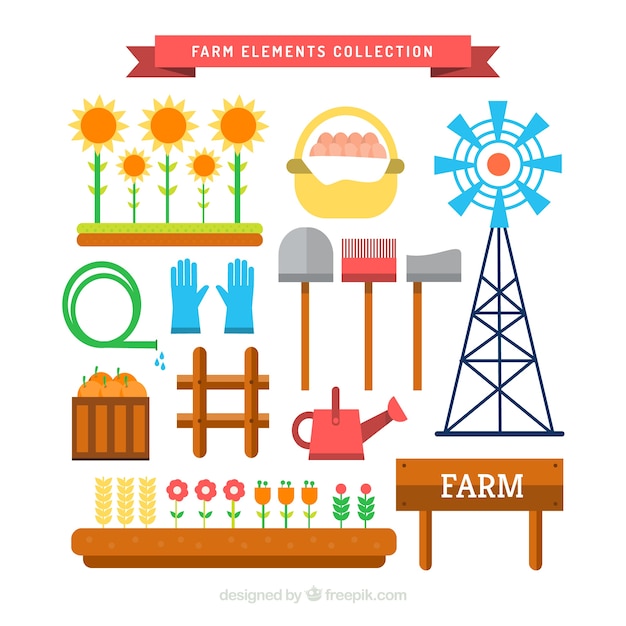 Variety of farm elements in flat design